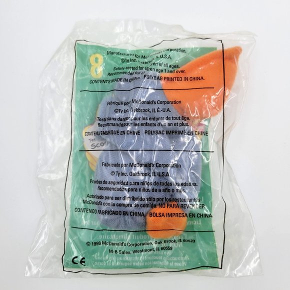 Scoop The Pelican #8 McDonald’s Toy Retired 1998 New Sealed TY Teenie Beanie Bab - Picture 5 of 7